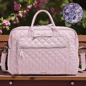 NEW ❤️ vera bradley Hydrangea Pink Grand Weekender Twill
